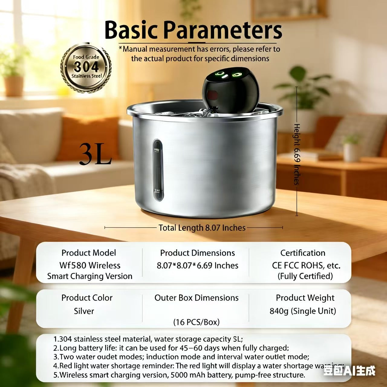Pump-Free Automatic Pet Water Fountain