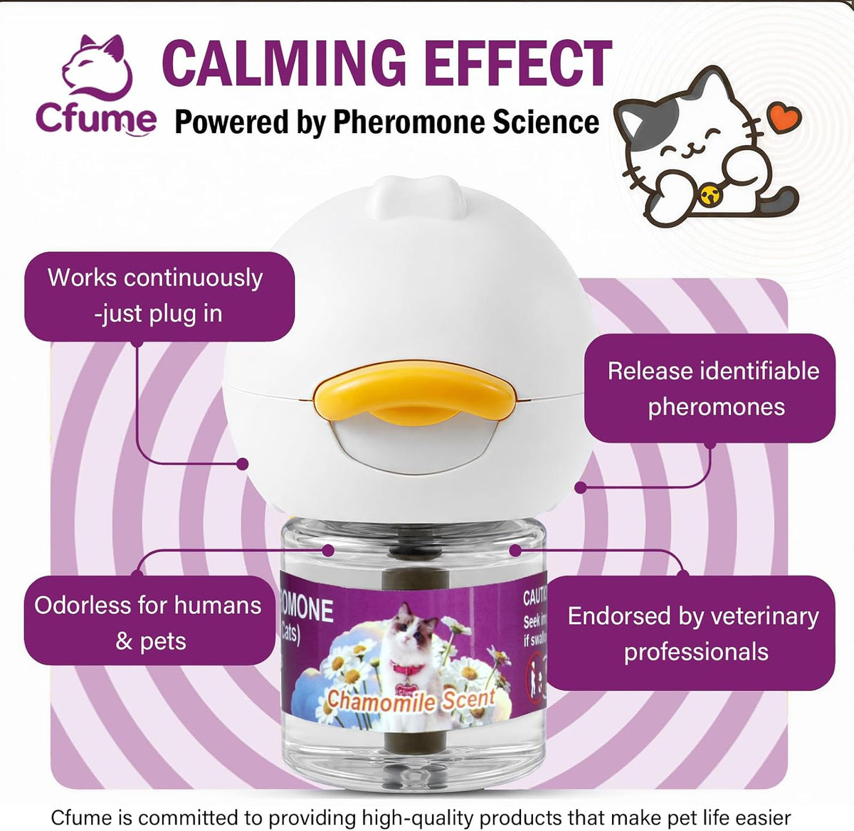 Cat Calming Diffuser Refills, 2 Refills 60‑Day All in One Feline Pheromones Plug in for Stress, Cat Pheromone Diffuser for Reduce Stress, Spraying, Scratching