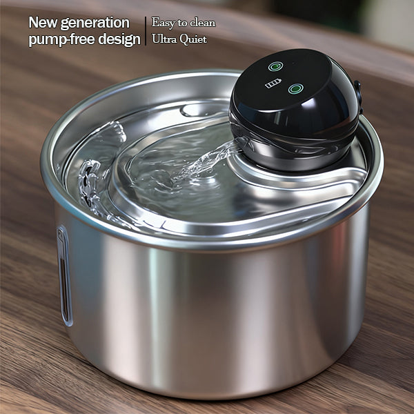 Stainless Steel Cat Water Fountain | Pump-Free Automatic Pet Drinking Fountain