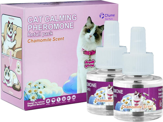 Cat Calming Diffuser Refills, 2 Refills 60‑Day All in One Feline Pheromones Plug in for Stress, Cat Pheromone Diffuser for Reduce Stress, Spraying, Scratching