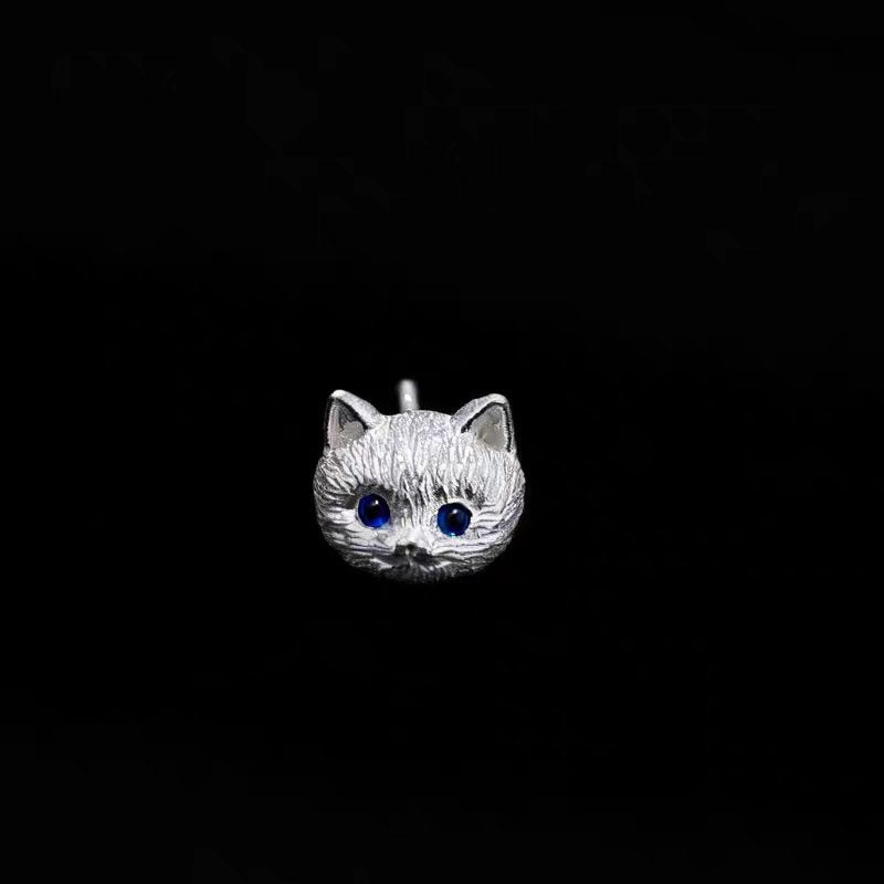 925 Sterling Silver Cat Stud Earrings