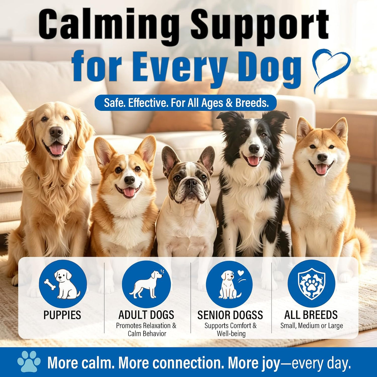 Safe Calming Pheromone Support for Puppies Adult and Senior Dogs of All Breeds