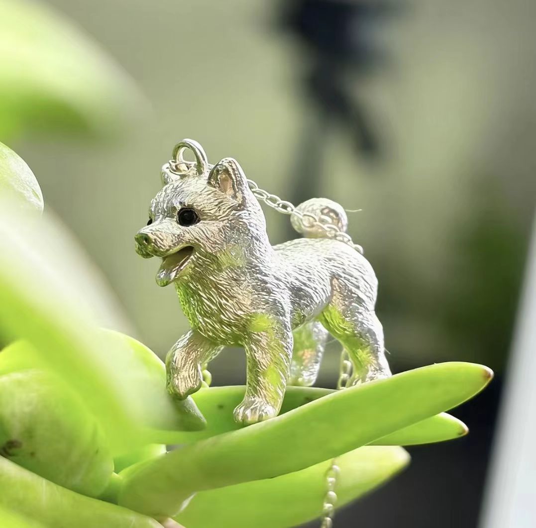 Personalized dog memorial necklace with S925 sterling silver puppy pendant