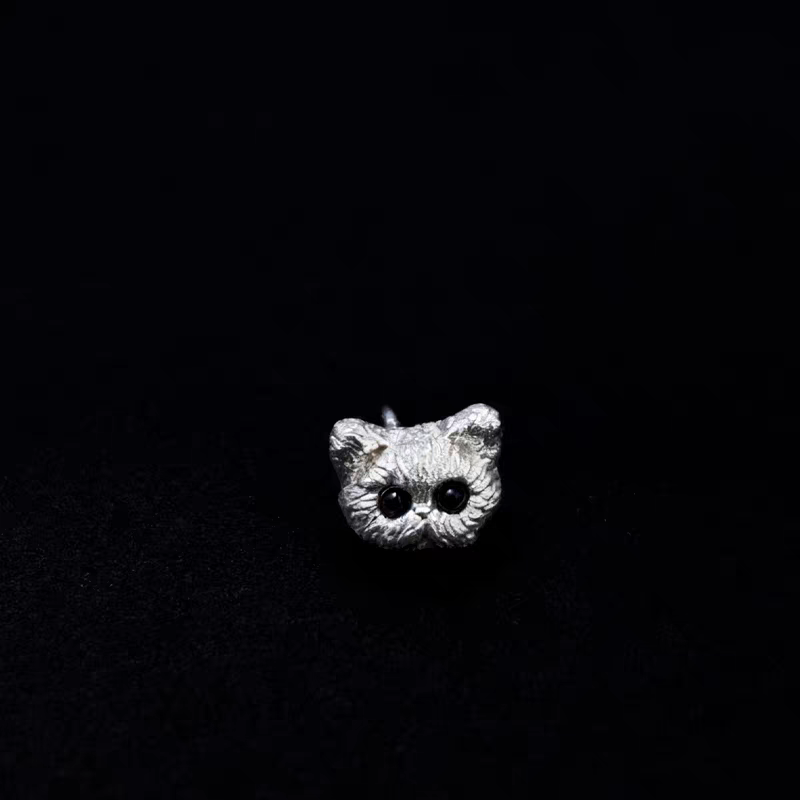 925 Sterling Silver Cat Stud Earrings