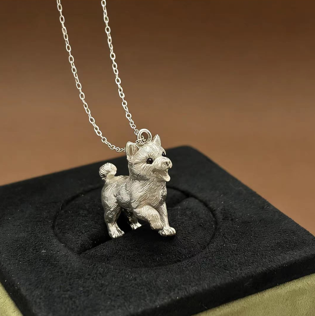 S925 silver dog pendant necklace custom pet memorial jewelry
