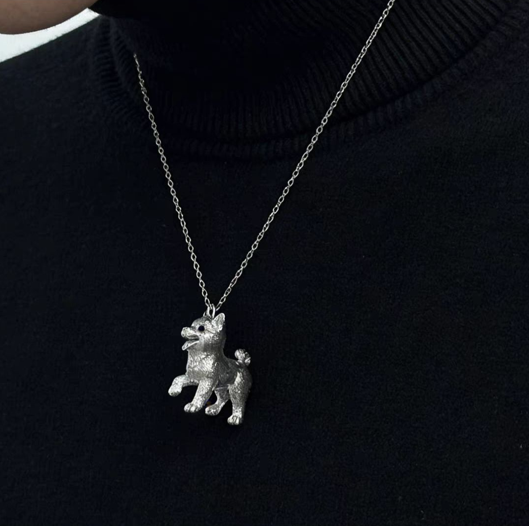 Personalized dog necklace with silver puppy pendant for pet lovers