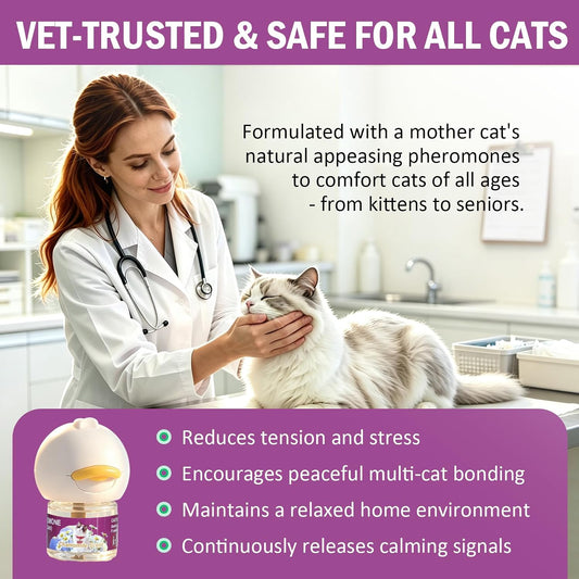 Cat Calming Diffuser Refills, 2 Refills 60‑Day All in One Feline Pheromones Plug in for Stress, Cat Pheromone Diffuser for Reduce Stress, Spraying, Scratching